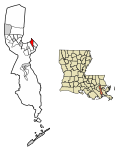 Jefferson Parish Louisiana Incorporated and Unincorporated areas Gretna Highlighted